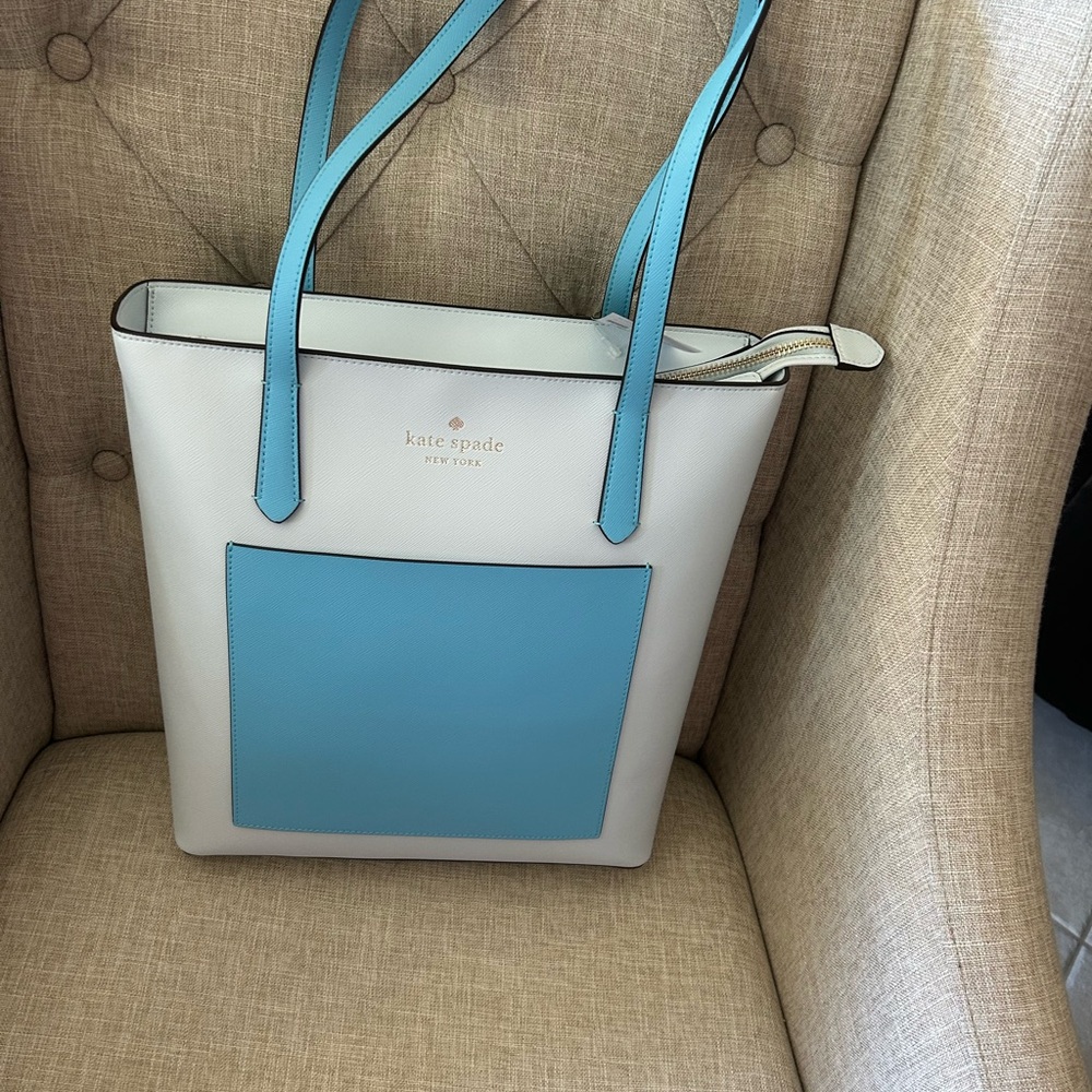 Kate Spade Sky Blue and Cream Tote